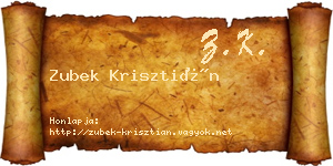 Zubek Krisztián névjegykártya